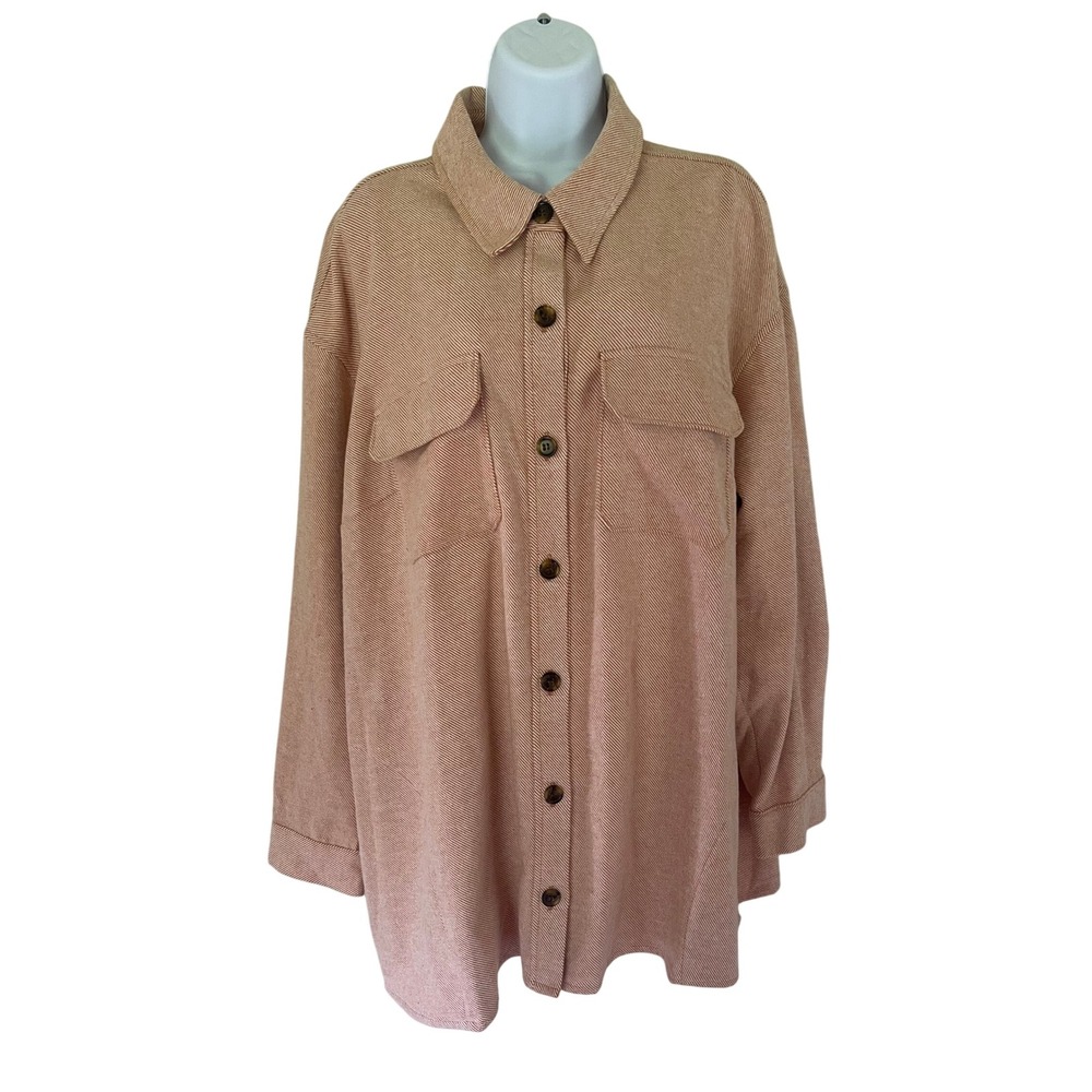 Lane Bryant Women's Plus Herringbone Button Down Long Sleeve Shacket 18/20 NWT